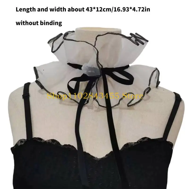 49MC Girls Sheer Ruffled Collar Drama Distinctive Aesthetics Victorian