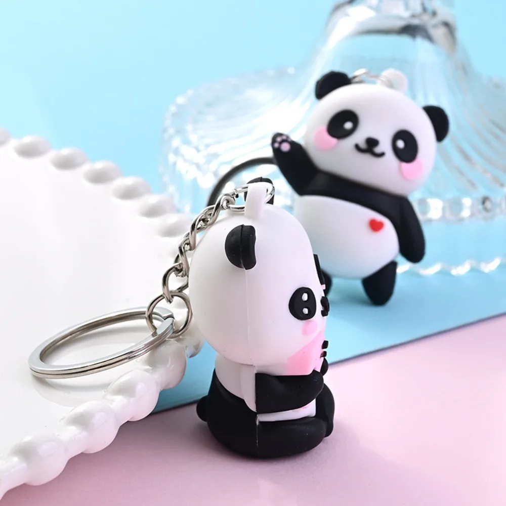 1pc Holder Accessories Cute Keychain Cartoon Animal Dol Panda Pendant Silicone Novelties Keyring for Women Jewelry Gift