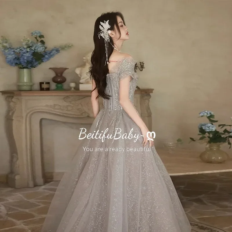 Women's Evening Dresses Vestidos Elegantes Princess Style Ruffles Off The Shoulder Ball Gown Dress for Women Vestidos De Fiesta