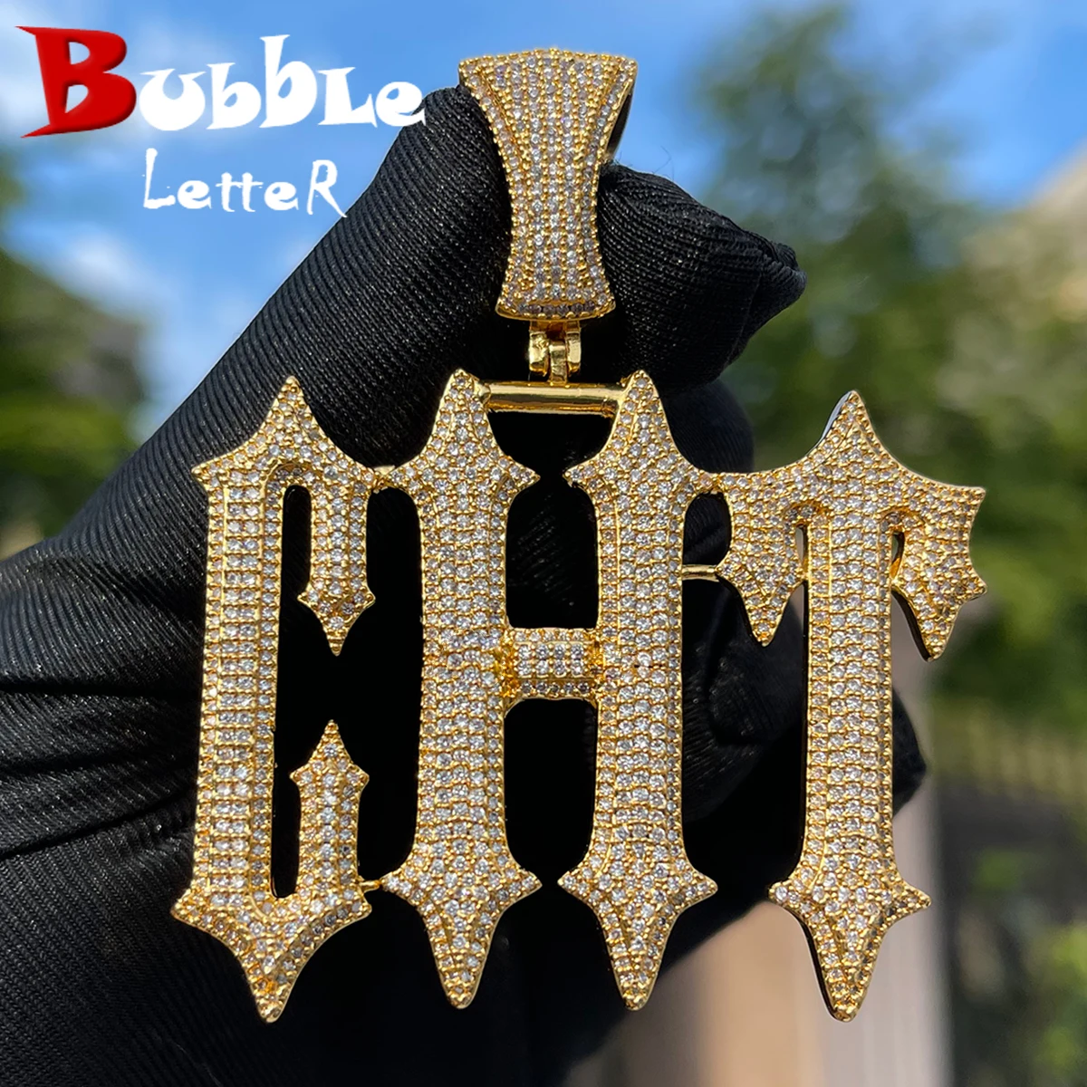 Bubble Letter Customized Jewelry Name Plated Necklace for Men Iced Out Pendant Super Rapper Star Charms Rock Street Culture