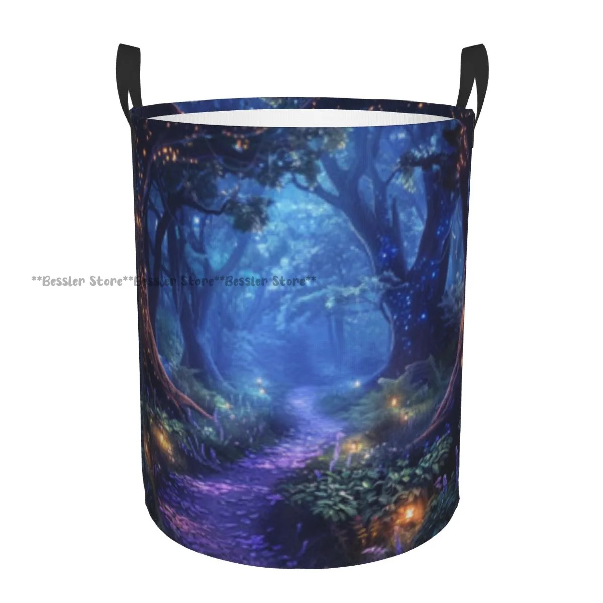

Mystical Forest With Trees And Path Laundry Basket Folding Dirty Clothes Toys Storage Bucket Household