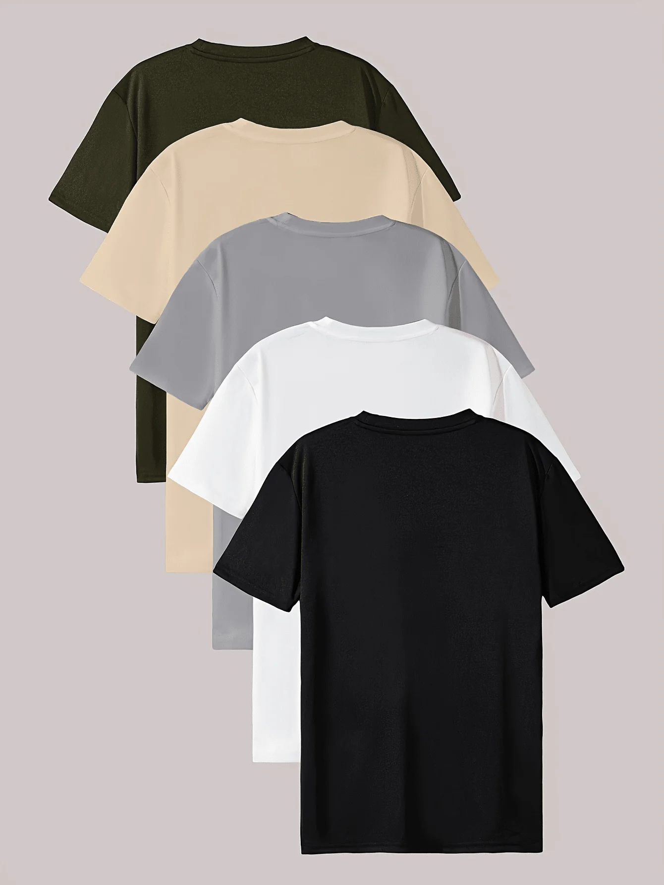 

5-Pack Unisex Solid Color Crew Neck T-Shirts - Loose Fit Short Sleeve Cotton Tees for Casual Daily Wear
