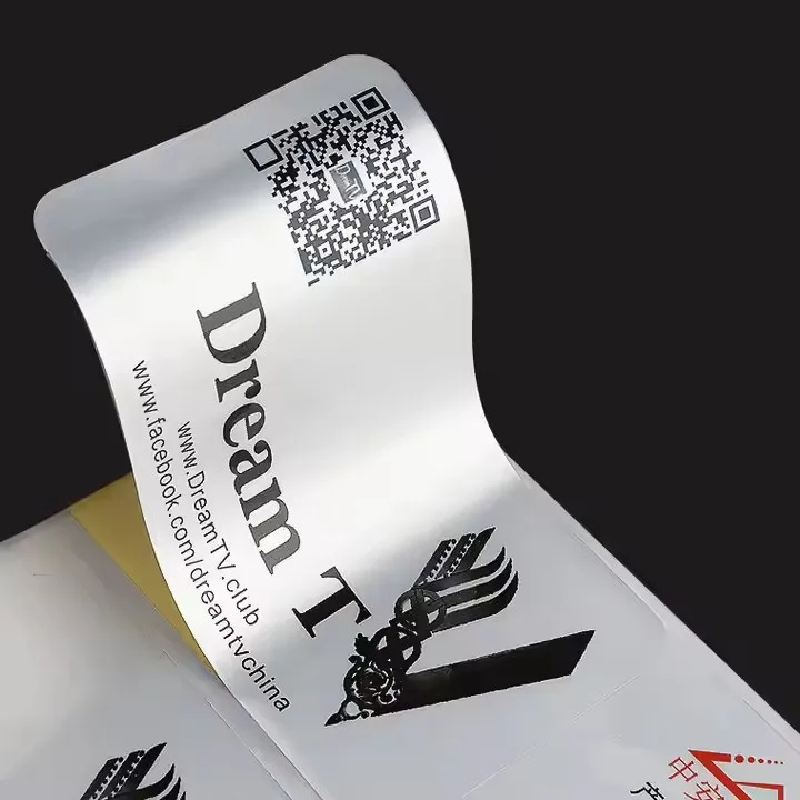 Etichette personalizzate personalizzate argento opaco oro spazzolato prodotti elettronici impermeabili resistenti al calore Adesivi con codici a barre in PET