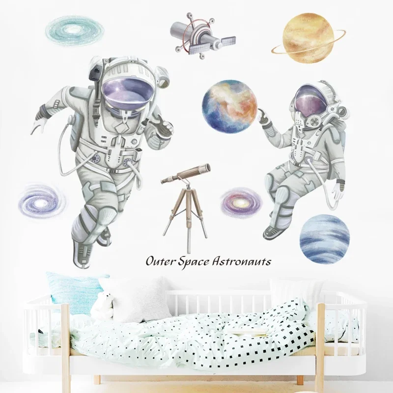 large Cosmic Space Astronaut Wall Stickers for Kids Room Children Bedroom Kindergarten Decoration Sci-fi Wall Sticker boy gift