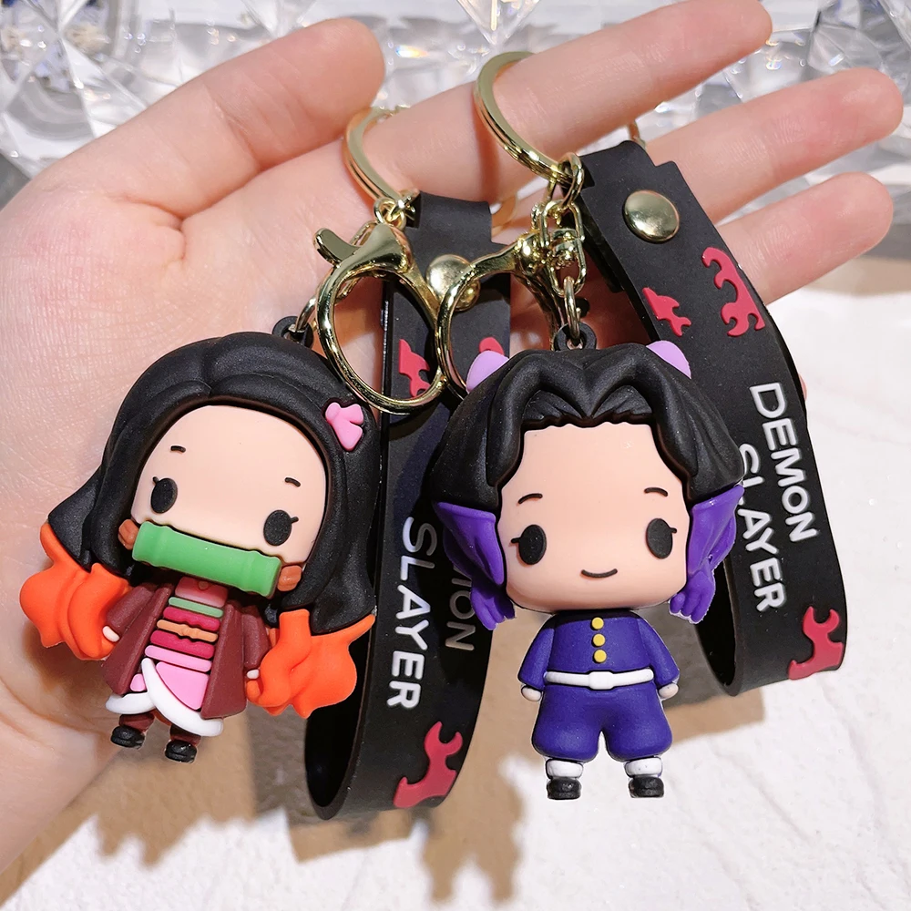 Hot Demon Slayer Kimetsu No Yaiba Blade of Ghost Keychain Cute Characters Bag Pendant Car Key Chain Ring Fans Gift Anime Jewelry