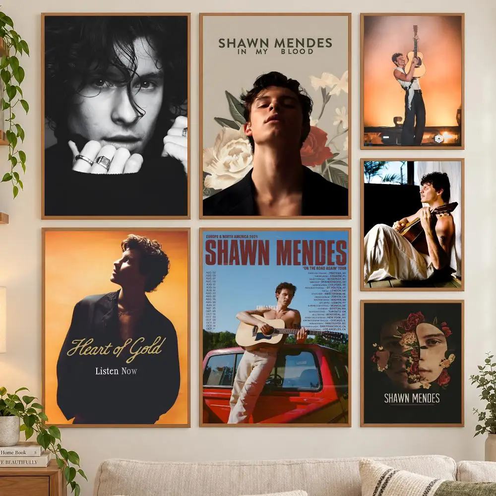 S-Shawn Mendes SINGER Poster HD art sticky wall waterproof home living room bedroom bar aesthetic decoration