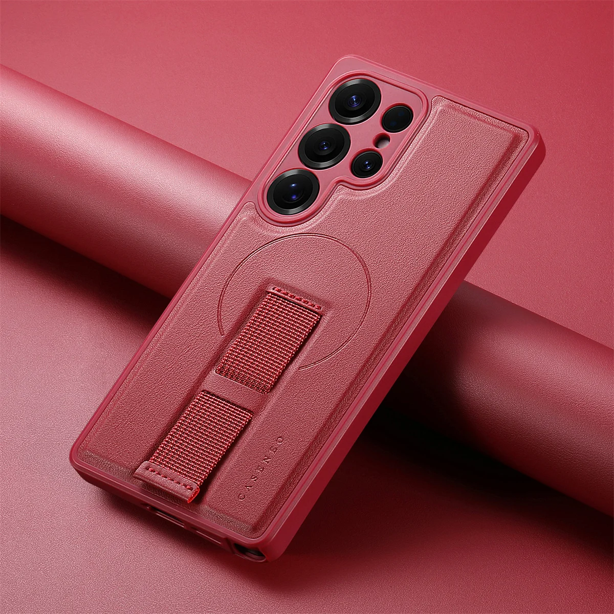 For Magsafe Magnetic Wrist Strap Phone Case for Samsung Galaxy S25 Edge S25 Ultra S26 Plus Leather ShockProof Protective Cover