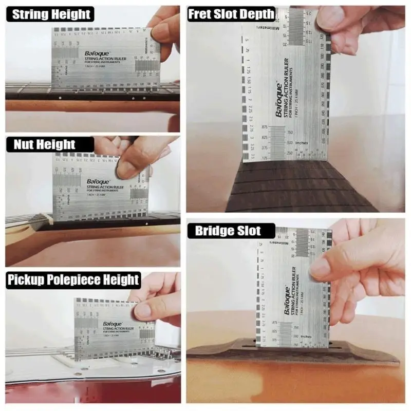 652F String Action Gauge Ruler Guitar Height Gauge Guitar Set Up Repairing Tool