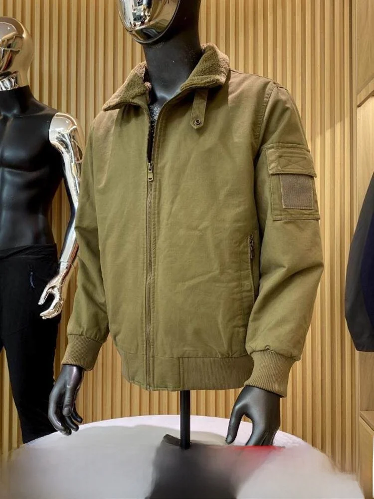 

Men's Winter New Heavyweight Outdoor Cotton Jacket with Fur Collar Warmth Retention Workwear Style Standard Fit Long Sleeve