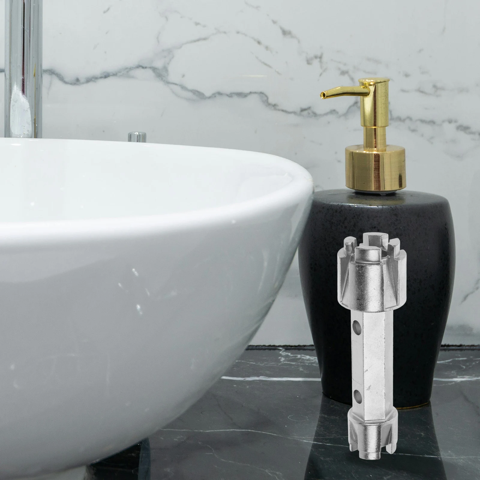 

Multifunctional Wrench Bathroom Tool Plumber Nut Water Pipe Adjustable Alloy Silver Metal Durable Corrosion Resistant Faucet