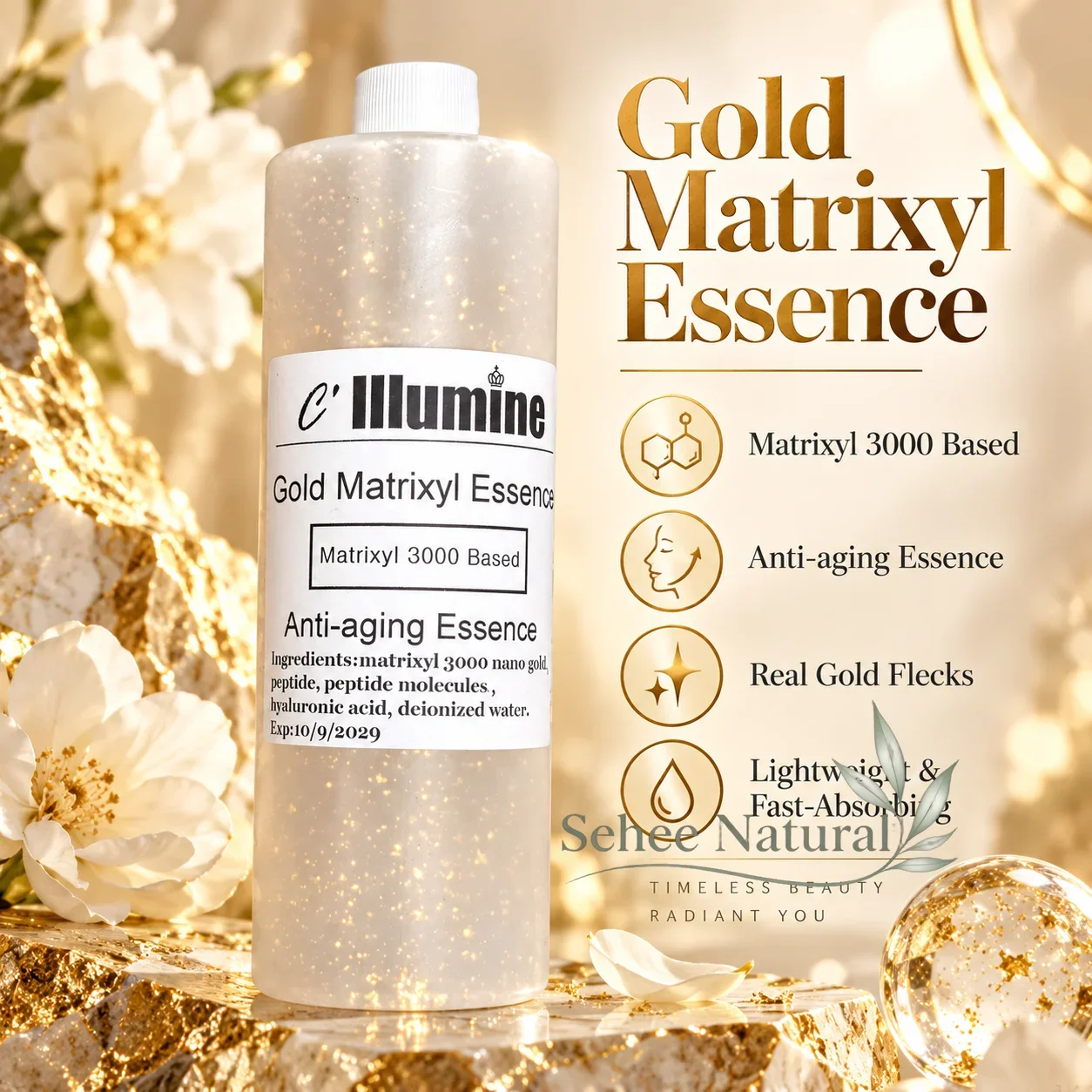 Gold Matrixyl Essence Peptide Serum Nano Gold Hyaluronic Acid Moisturizing Firming Salon Professional Facial Essence 1kg