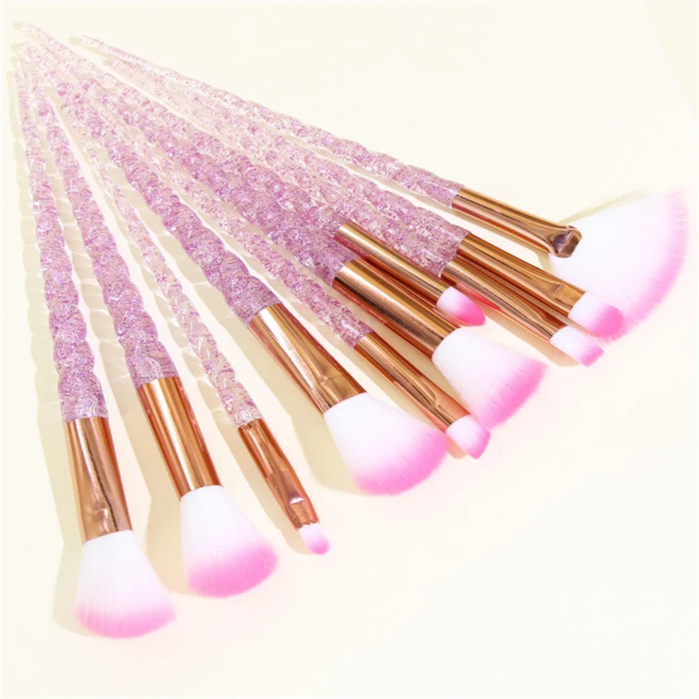 10pcs Makeup Brushes Set Glitter Shinng Crystal Cosmetic Beauty Powder Brush Concealer Eye Shadow Complete Makeup Kit Tool Women