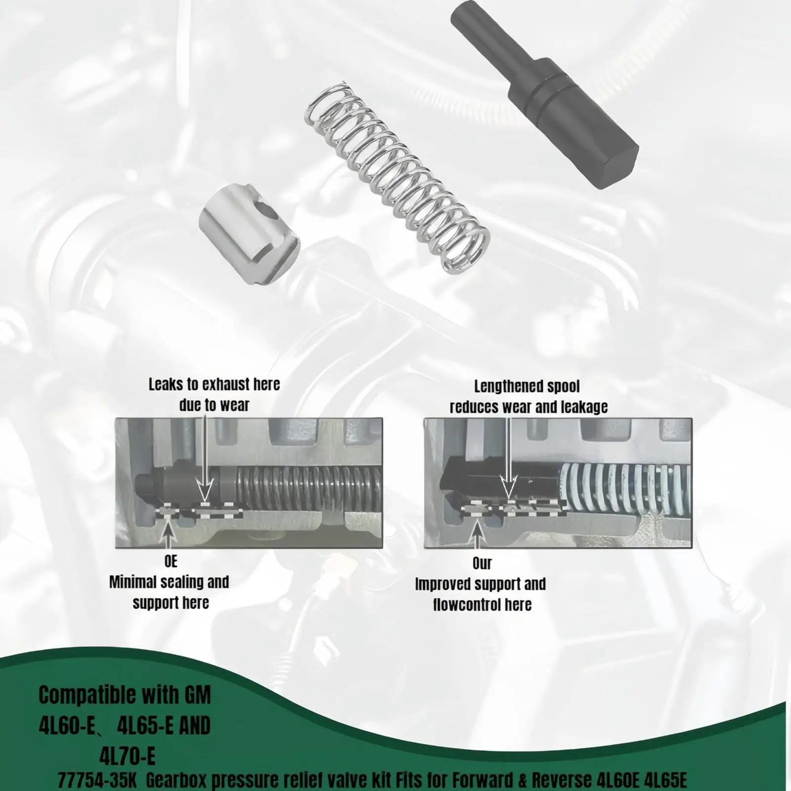 

Durable Transmission Abuse Valve Kit Direct Replacement High Quality Aluminum Alloy for GM 4L60-E 77754-35K