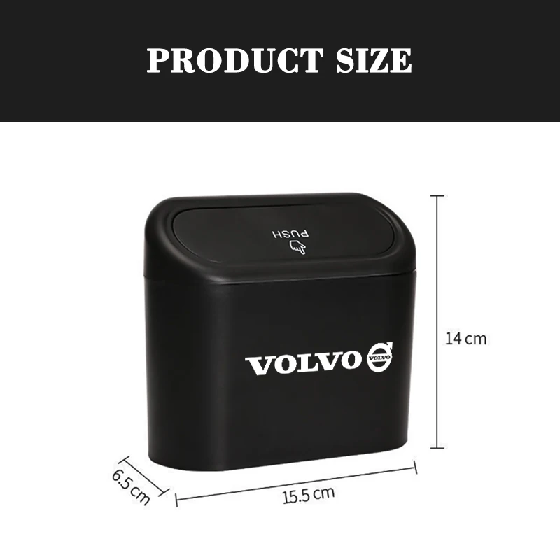 Car Interior Storage Case Trash Bin Push Can Mini Tray Dustbin Garbage Box For Volvo Xc60 Xc90 V40 V60 S60 V50 V90 S80 C40 V70