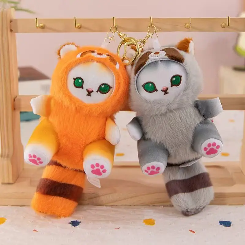 LLavero de muñeco de mapache Mofusand Kawaii, bonito bolso para muñeca, adorno de embalaje, colgante, llavero artesanal, regalo de Festival para pareja