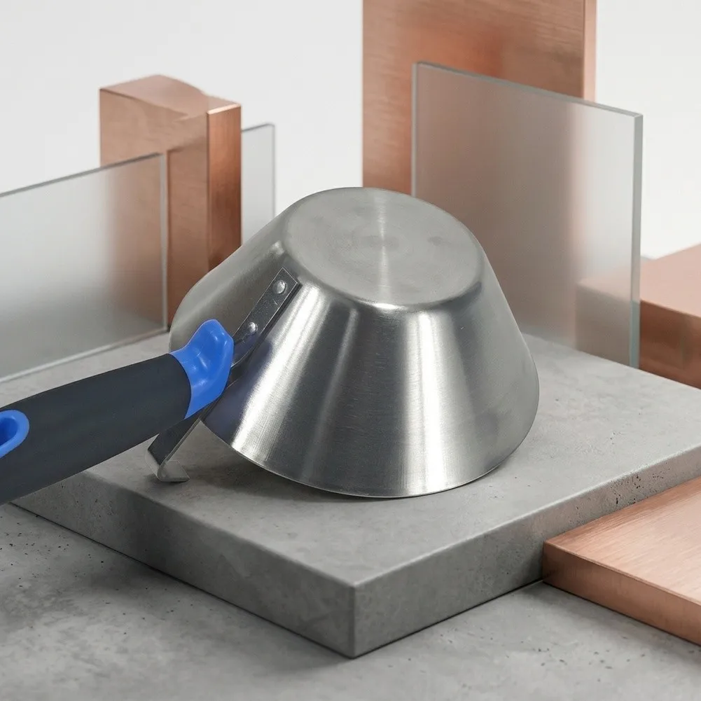 Ergonomic Ash Scoop with 18cm Stainless Steel Bowl for Cement Plaster and Dry Material Handling and Workspace Organization