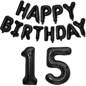 أسود عيد ميلاد سعيد رقم أوراق بالونات الكبار أطفال حفلات زينة صبي فتاة 10 11 14 15 16 18 25 30 35 40 50 60 70 سنة أعلى 6 مبيعات أزياء 60 و 70 - رقم 6