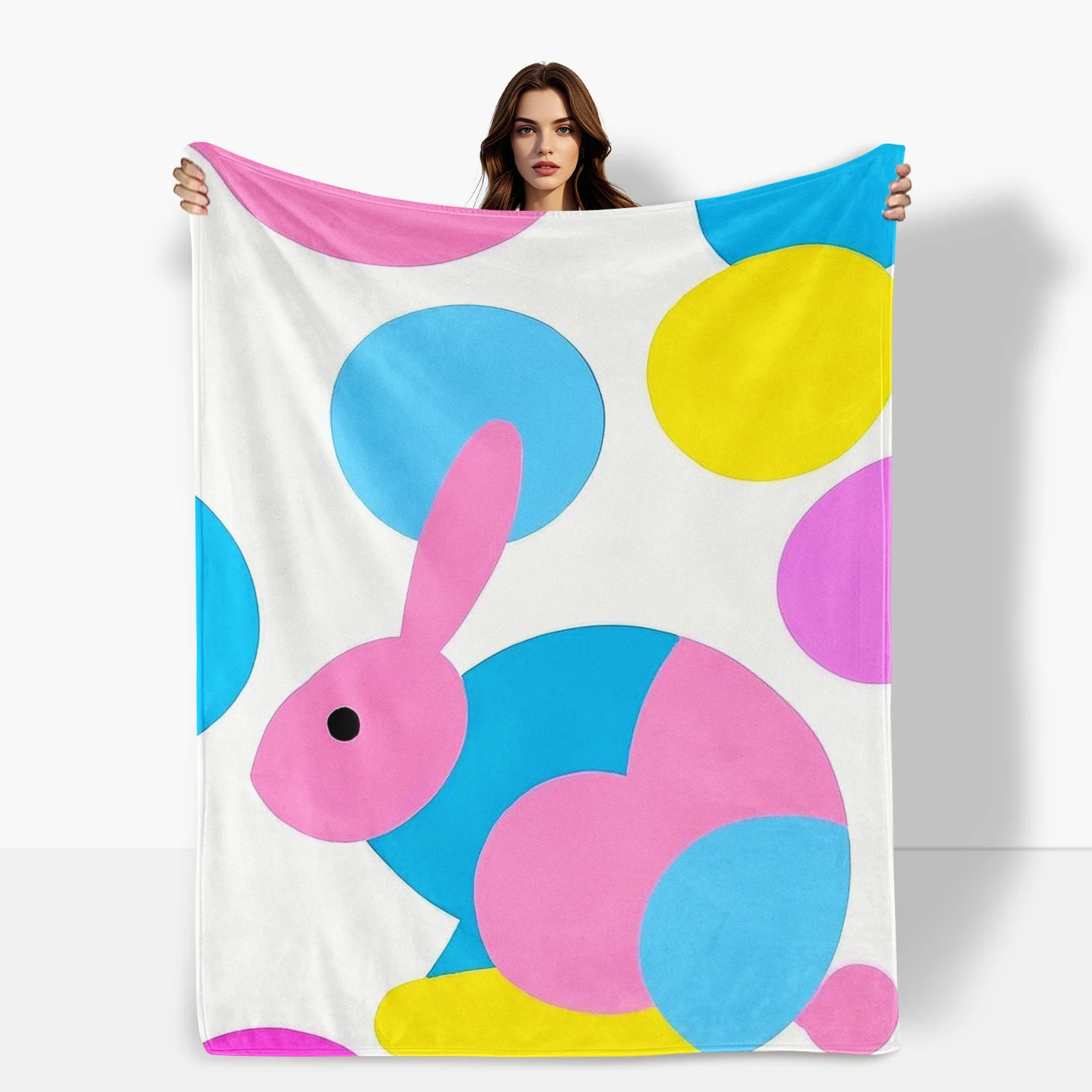 Bright And Inviting Colorful Geometric Rabbit Blanket, Perfect To Give As A Gift Filled With Love And Joy Fully