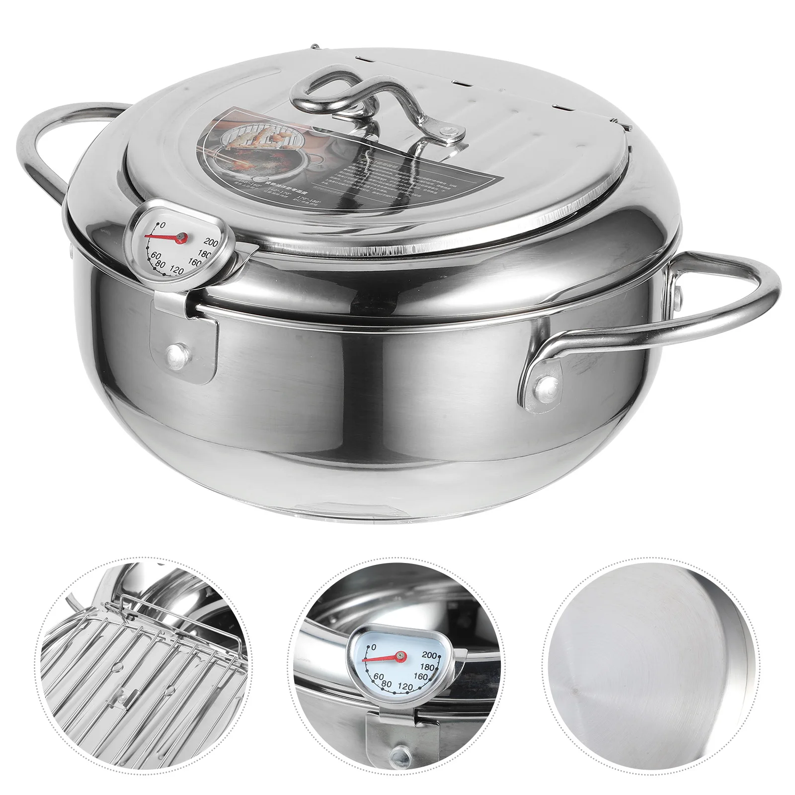 

1pc Non-Stick Fryer Pot Deep Frying Pot Japanese Style Oil Fryer Portable Kitchen Cooking Tool Safe Home Use Easy Carry