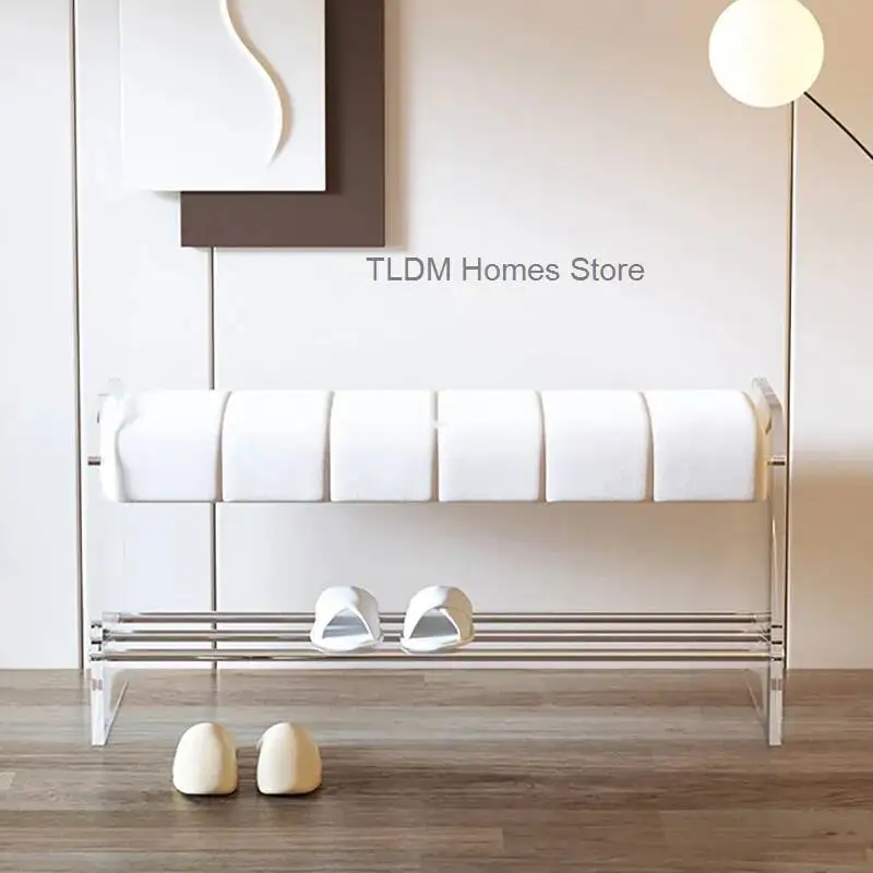 Creative Nordic Bench Luxury Acrylic Room Storage Furniture Home Living Stools Ottomans Modern Light Entry Shoe Changing Stool L