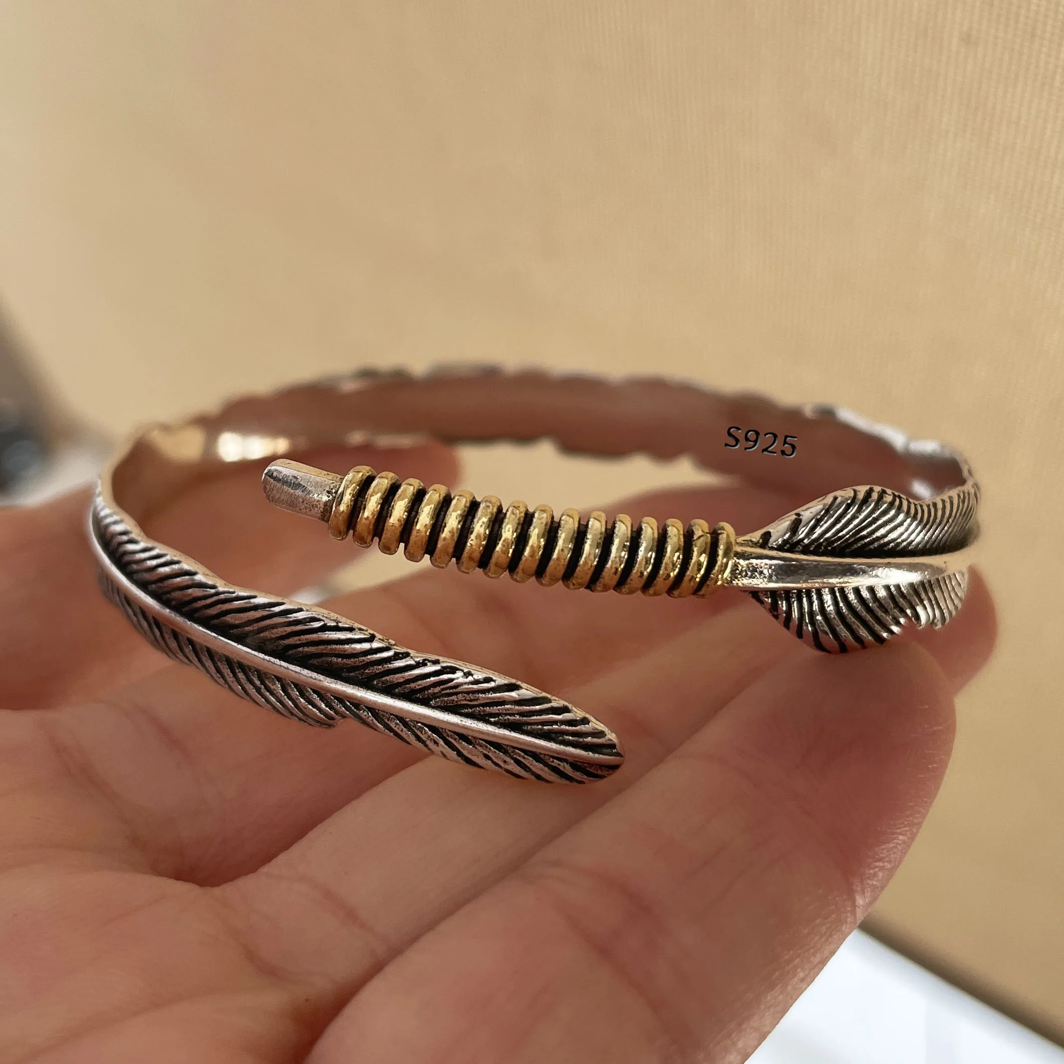 100% Solid 925 Sterling Silver Metal Bracelet for Women Vintage Handmade Simple Retro Black Stone Bracelet Birthday Gift Party image 3