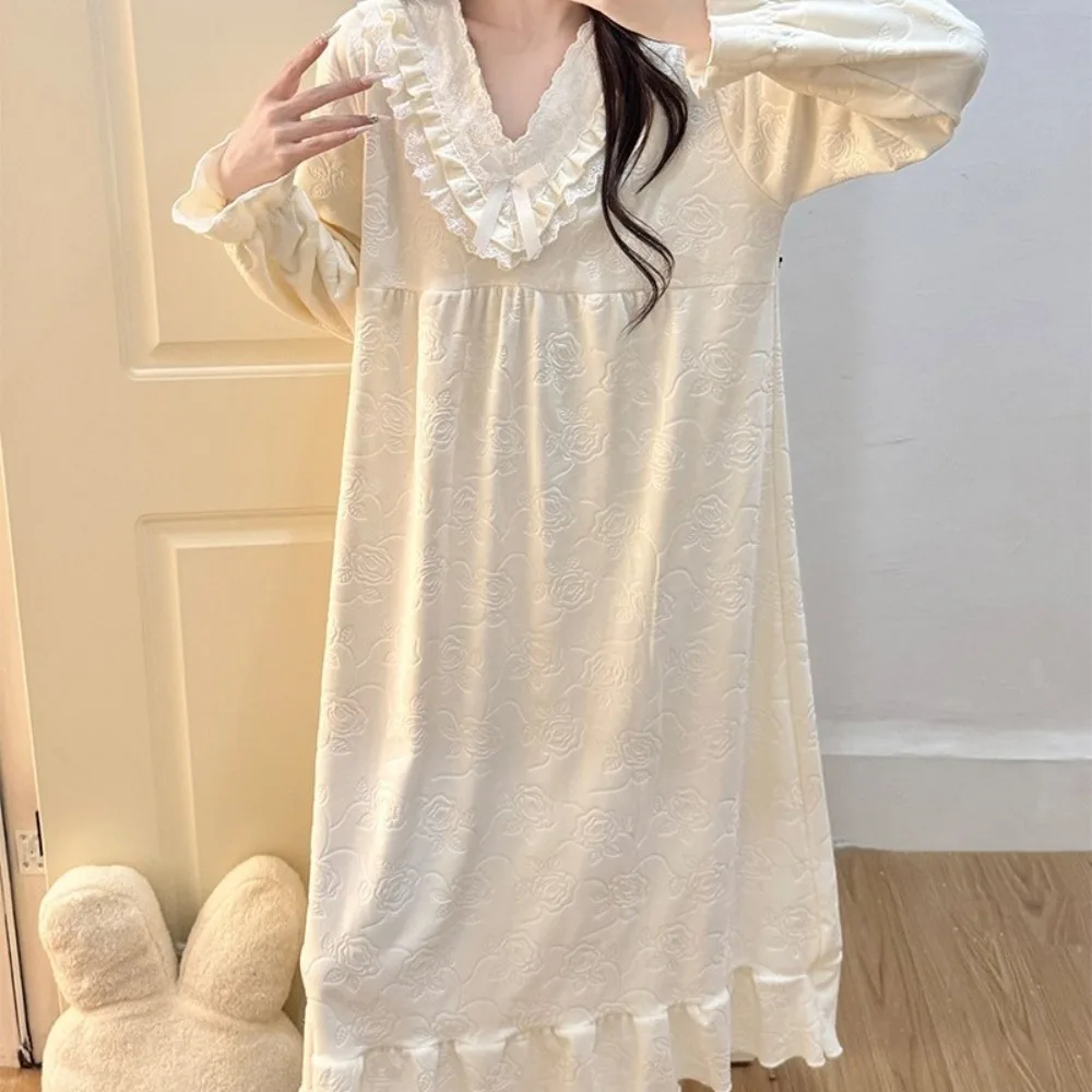 New Nightgowns for Woman Nightwear Spring Autumn Long Sleeve One Piece Pajamas Dress Nightdress Women's Sleepwear Home Wear