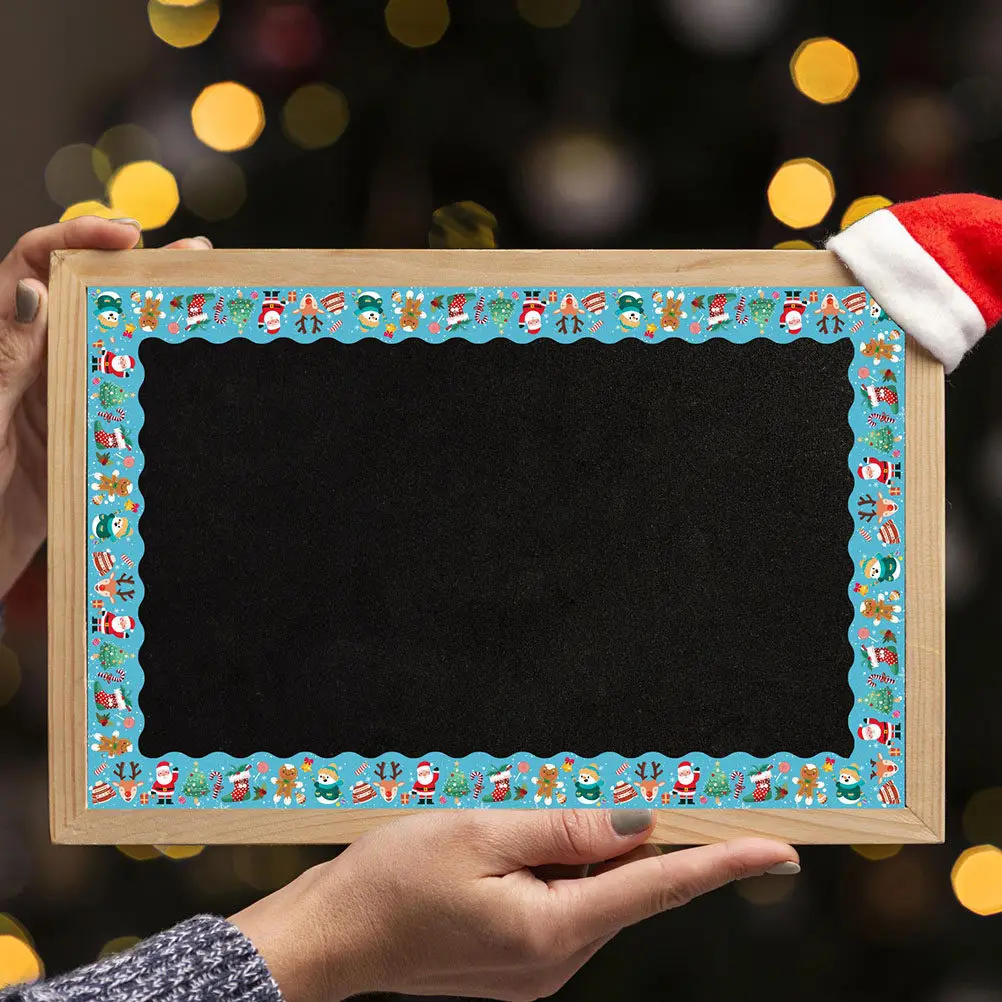 

Christmas Bulletin Board Border Wear-Resistant Blackboards Sticker Decorative Border Trim for Classroom Office Party Festival