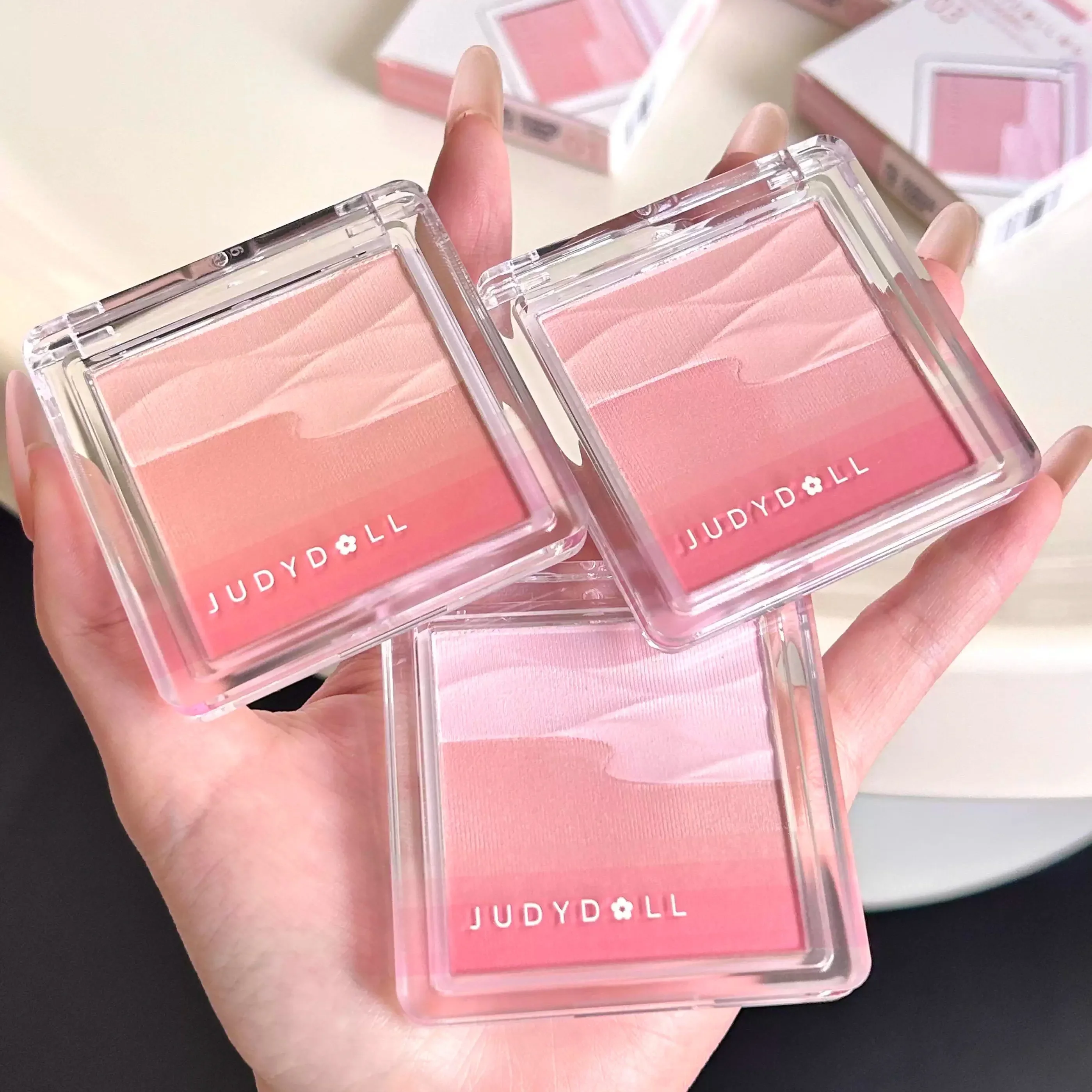 Judydoll Water Satin Blush Two-color Expansion Shrink Color Light Wave Blusher Skin Friendly Cheek Makeup