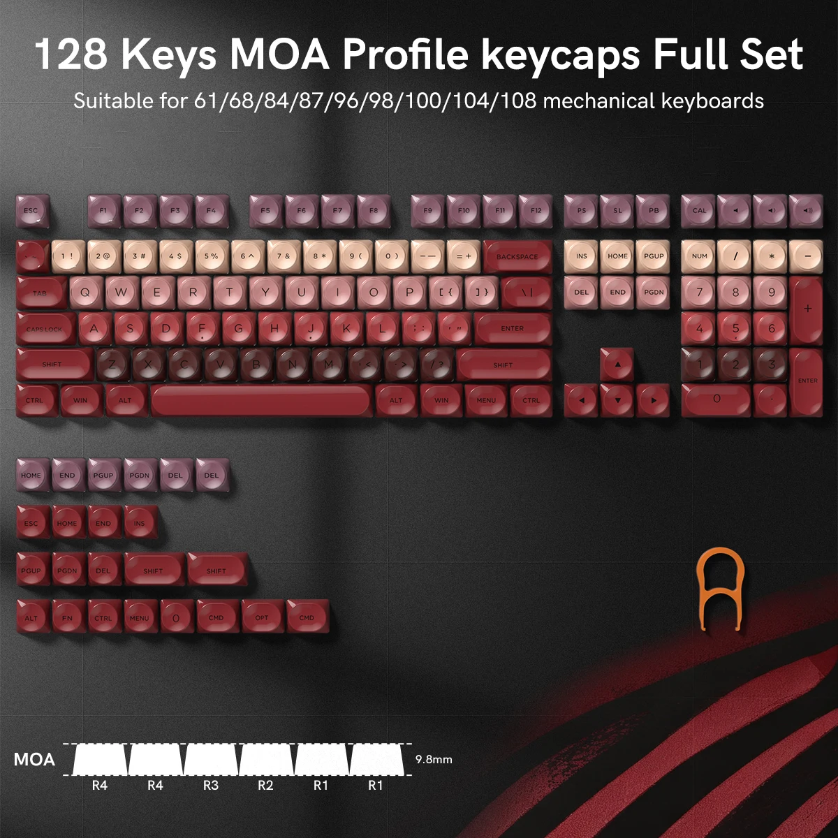 HOA Profilef Foundation Liquid Keycaps PBT Double-Shot 132 Keys Keycaps  Fit MX Mechanical Keyboard Free Brush & Key Puller