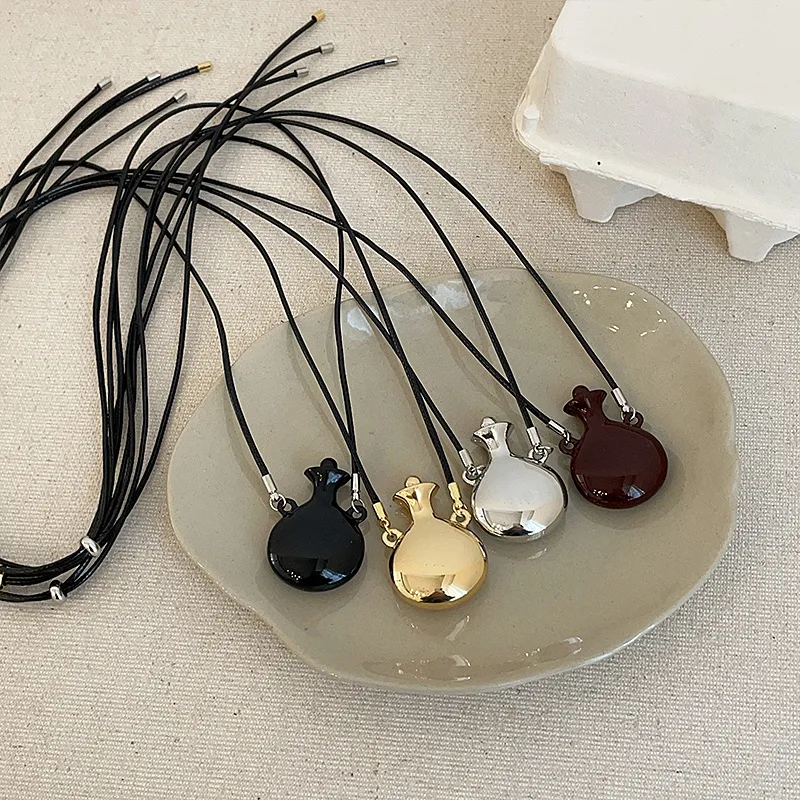 Vintage Metal Water Bottle Pendant Necklace for Women Girls Adjustable Wax Rope Sweater Chain Fashion Jewelry Accessories