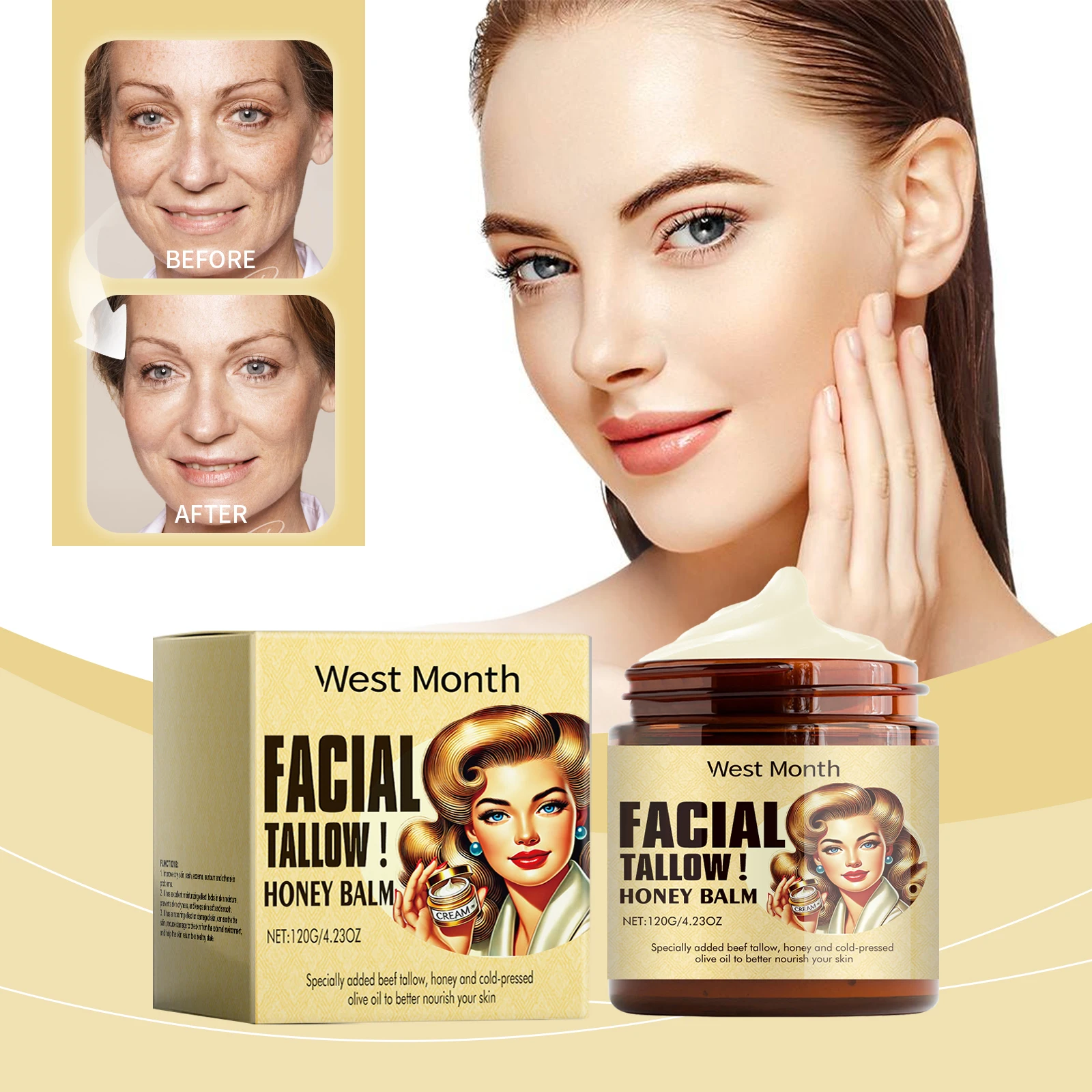 

Lasting Wrinkle Remover Tallow Cream Soothing Facial Skin Firming Increase Facial Elasticity Nourishing Smooth Skin Care