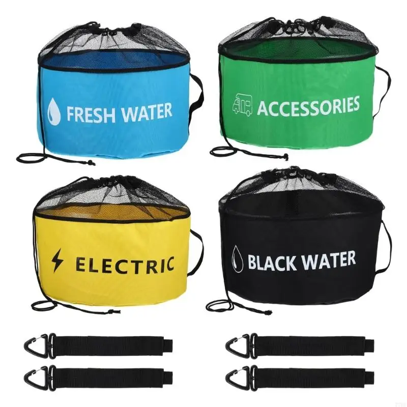 

77HF Campers Waterproof Storage Bag For Hose Cable Includes 4 Color Zones Ventilated Mesh Top Campers Camping Essential