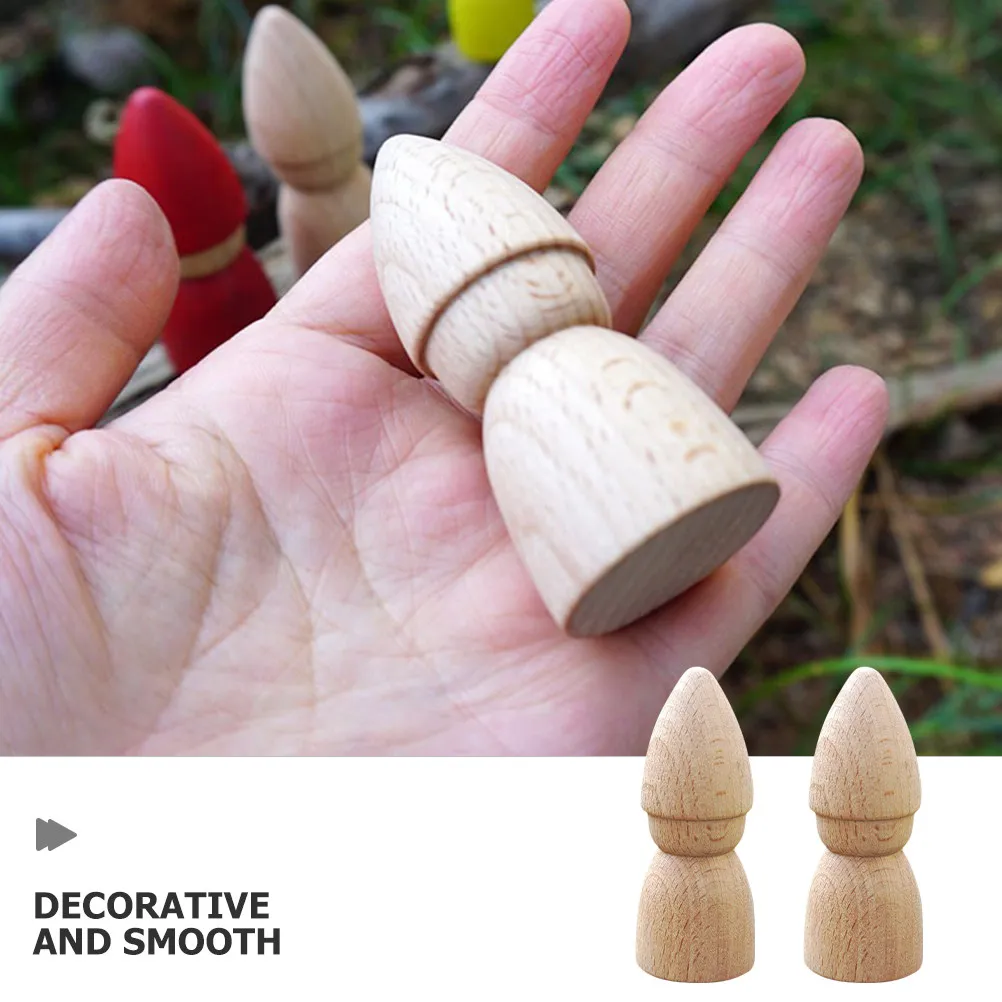 6Pcs Wooden Peg People Unpainted DIY Graffiti Art Supplies for Children Crafting Sessions Portable Fun Decorative view 3