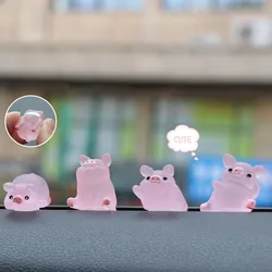 Car Center Console Resin Pink Pig Doll Ornament Car Rearview Mirror Decoration Bicycle Small Ornament Auto Interior Accessories