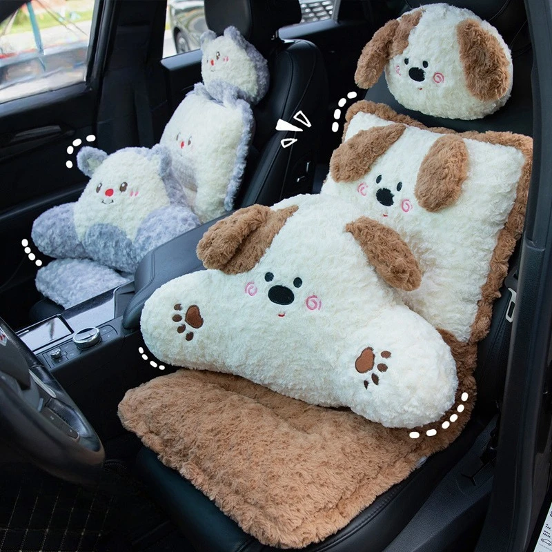 

Cute Car Seat Cushion Chair Waist Protection Backrest Cushion Integrated Plush Seat Cushion Seggiolini Per Auto Dacia