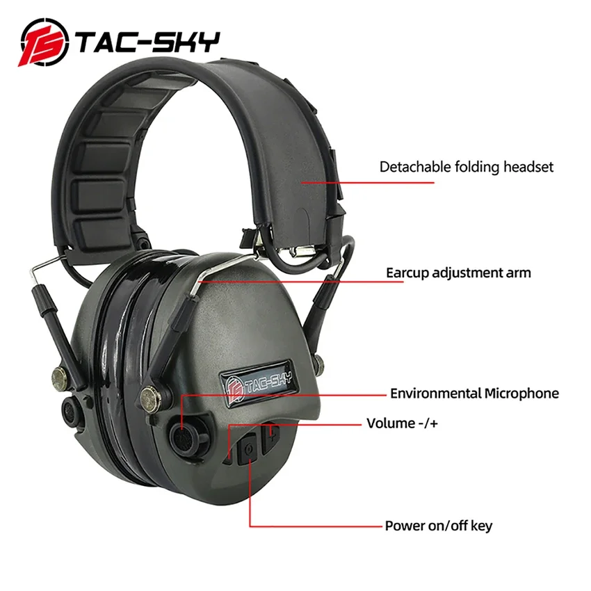 TAC-SKY Electronic Tactical TEASORDIN Headset Active Noise Reduction Airsoft Shooting Headphones Hearing Protection Earmuffs