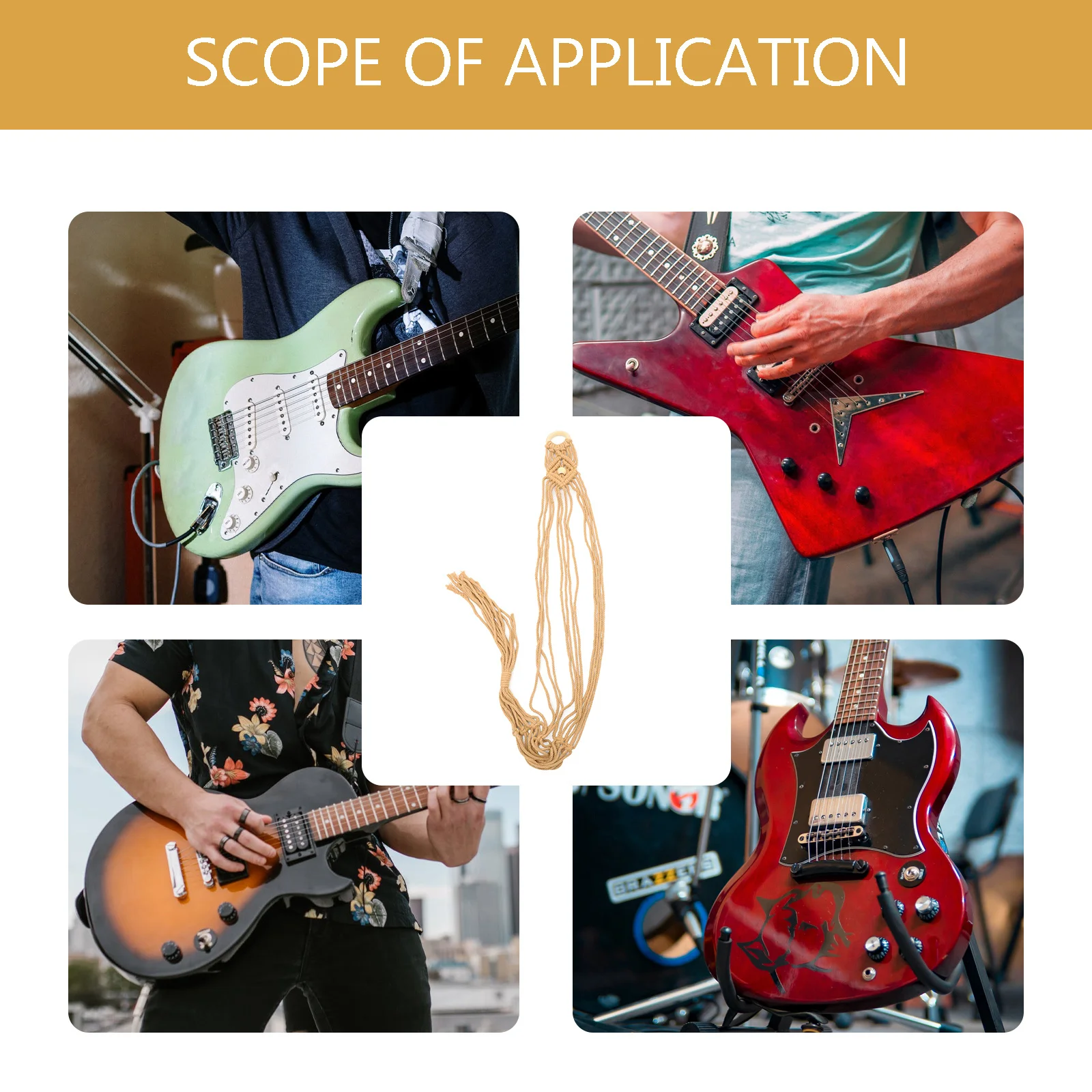 

Wall Guitar Hanger Macrame Sturdy Material Versatile Holder Ukuleles Small Guitars Indoor Outdoor Decor Guitar Wall Mount