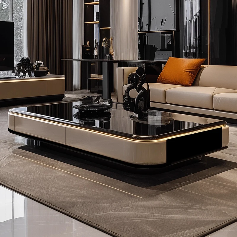 

Glass Desinger Coffee Table Standing Minimalist Modern Clear Coffee Table Space Saving Storage Meubles Lounge Suite Furniture