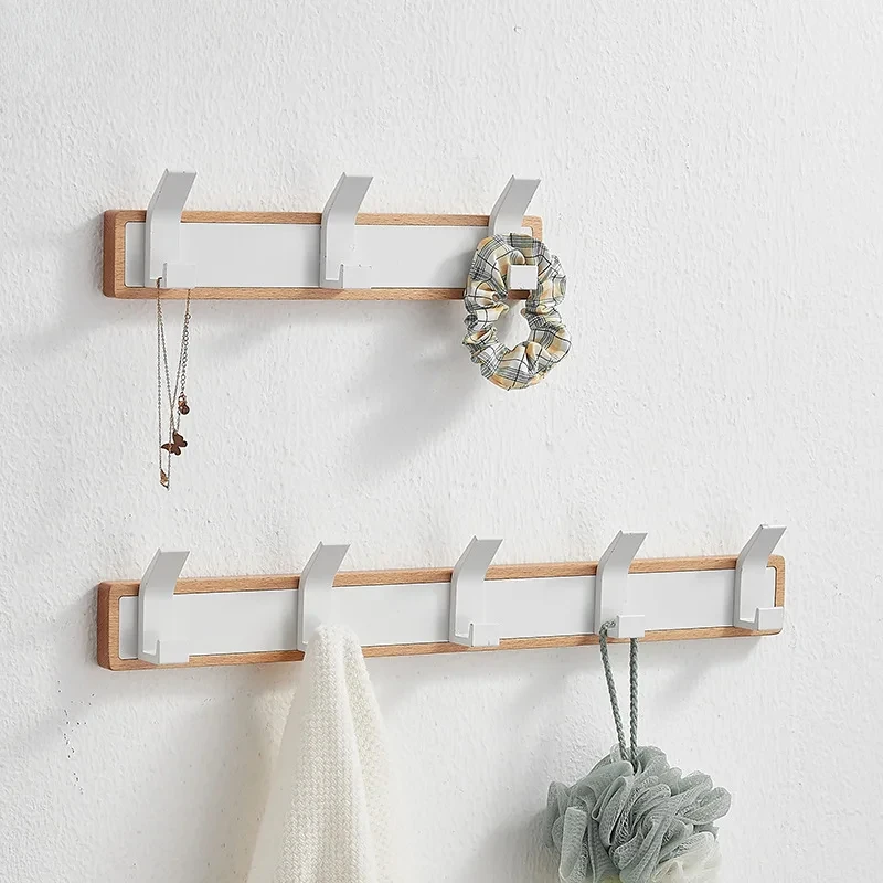 Wall-Mounted Coat Rack Bedroom Entrance Hall Organizer Wood Clothing Hooks Multipurpose Hat Backpack Efficient Wall