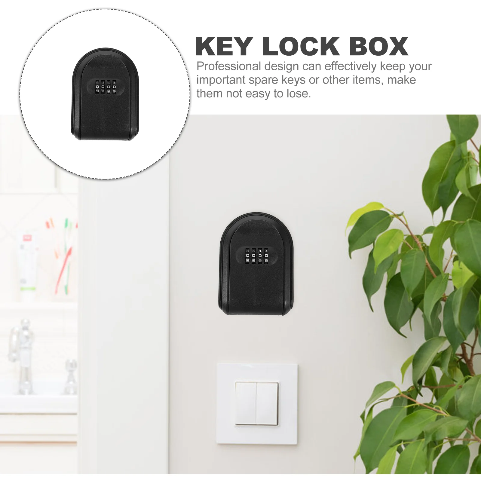 Key Box Password Lock Door Wall Mounted Safe (Black) 1pc Small Locks Lockbox for outside Hide Outdoor Hider Plastic Holder