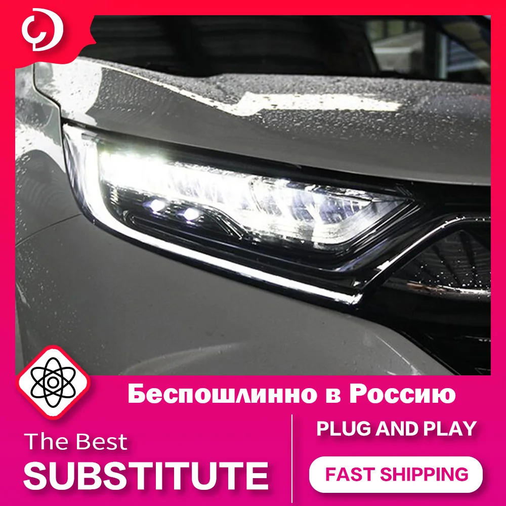 Headlights for Honda CR-V CRV 2017-2019 A Pair LED DRL Running Turn Signal Angel Eye Projector Lens Low Beam High Beam Auto Part