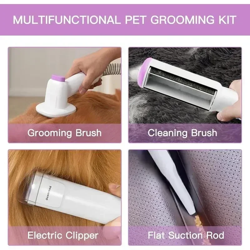 [Geoorood]Professional Pet Grooming Vacuum Kit with 4 Tools for Long Hair Dogs and Cats,10kPa Suction Power,2.5L Dust Collection