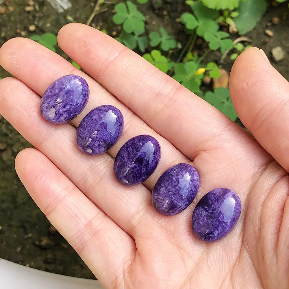 Charoite Natural Stone Gemstone Oval Cabochon Crystal Crystals Healing Reiki DIY for Rings Jewelry Making Home Decoration Gift