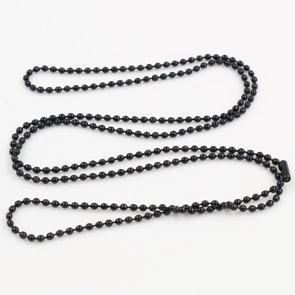 5pcs 1.5mm 2mm 2.4mm Black Plated  Ball Beads Chain Necklace Bead Connector 65cm(25.5 inch)