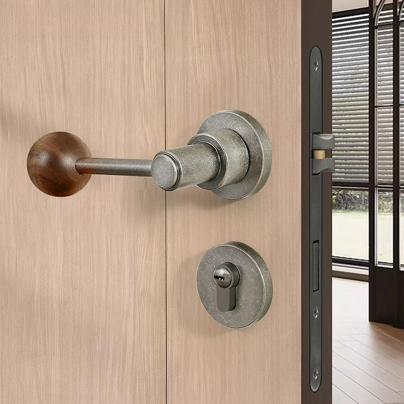 

French retro bedroom indoor household room door lock magnetic/silent wooden door split handle lock