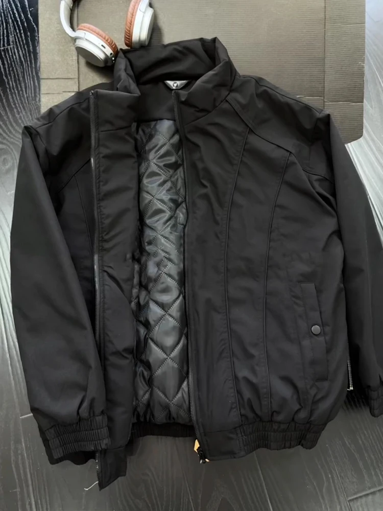 

Мужская зимняя куртка-бомбер с пэчворком, приталенная, в стиле пилот, из хлопка, для работы, теплая, повседневная, с длинными рукавами, однотонная