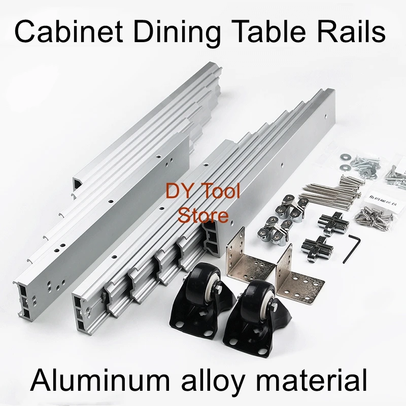 Multifunctional flat push telescopic pull-out dining table track Invisible folding table rail Hidden dining table hardware