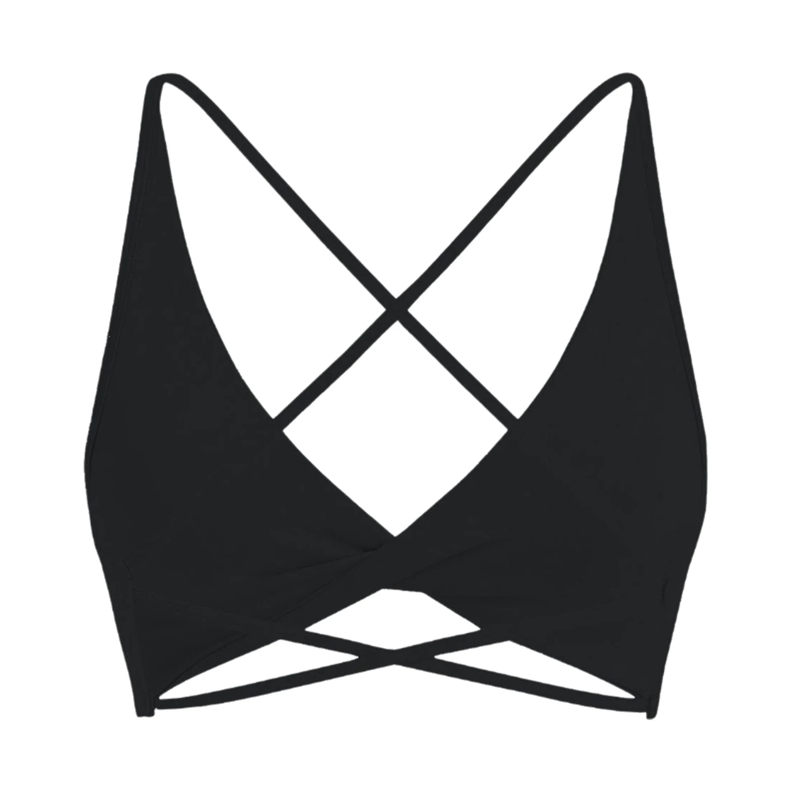 女性用ヨガブラ ジム ワークアウト フィットネス スポーツウェア ツイストフロント スポーツブラ スパゲッティストラップ クリスクロスバック キャミソール ノースリーブベスト