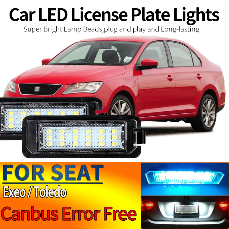 

2PCS Car LED License Plate Light For SEAT Toledo MK4 2012-2020 Exeo 2008-2013 Canbus Error Free White Number Plate Lamp Assembly