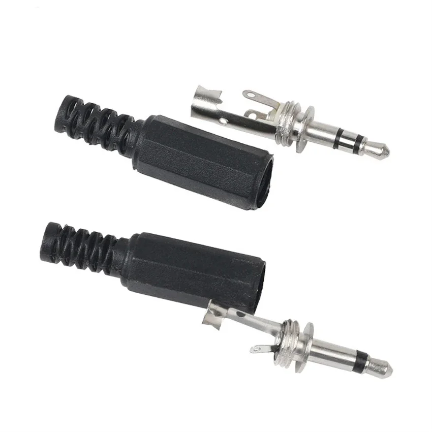 3.5mm Audio Plug Connector Black Plastic Shell 2 3 4 Pole Male Female Headphone Jack DIY Repair Audio Cable Replacement Adapter